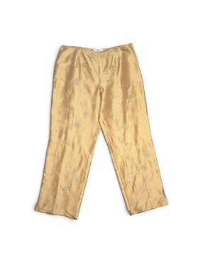 Vintage Deadstock Peter Martin Gold Silk Floral Embroidered Pants Size 14